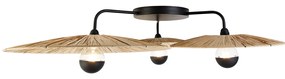 Landelijke plafondlamp zwart met touw 3-lichts - Leia