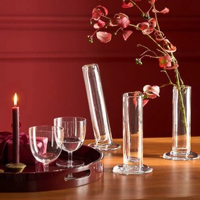 Schuine cilindervormige glazen vaas H31 cm, Stille