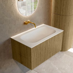 Mondiaz Kurve 80cm badmeubel dusk met 1 lade en wastafel big small midden zonder kraangat