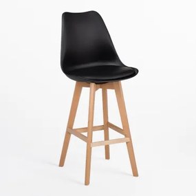 Nordic Hoge Kruk Met Kunstleren Kussen Zwart & ↑75 Cm - Sklum