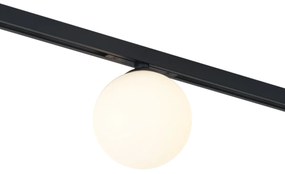 Moderne plafondlamp zwart met wit glas voor railsysteem 1-fase - Slimline Eira
