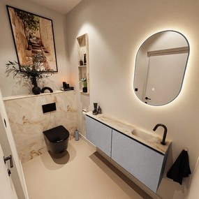 Mondiaz Ture DLux toiletmeubel 120cm plata met wastafel frappe rechts met kraangat