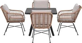 Garden Impressions Lucas tuinset bruin 5-delig - Mina tuintafel 90x90 cm