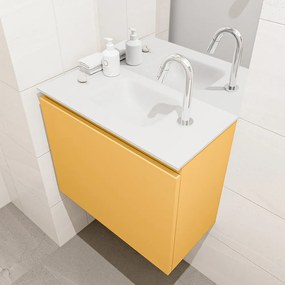 Mondiaz Olan 60cm toiletmeubel ocher met wastafel talc midden 1 kraangat