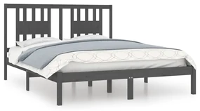 vidaXL Bedframe massief grenenhout grijs 160x200 cm