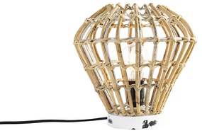 Landelijke tafellamp bamboe met wit - Canna Diamond