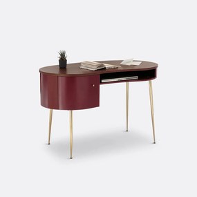 vintage bureau met laagje notelaar, Topim