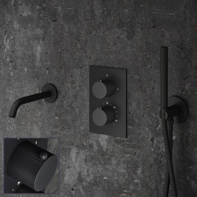 Saniclear Nero Curved inbouw badkraan zwart mat