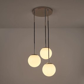 Tros hanglamp in metaal en opaline, Theide