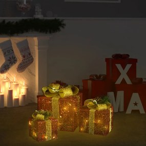 vidaXL Kerstdecoratie geschenkdozen 3 st binnen/buiten rood