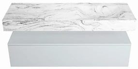 Mondiaz Alan DLux badmeubel 130cm clay 1 lade met wastafel glace rechts 1 kraangat