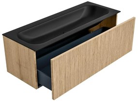 Mondiaz Kurve 120cm badmeubel oak met 1 lade en wastafel big large midden zonder kraangat urban