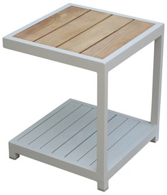 Ripasso bijzettafel aluminium latte zand teakblad
