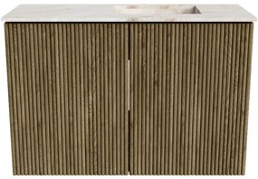 Mondiaz Joya DLux 60cm toiletmeubel dusk met wastafel faye rechts zonder kraangat frappe
