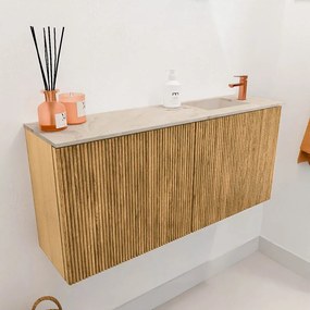 Mondiaz Joya DLux 90cm toiletmeubel oak met wastafel faye rechts 1 kraangat frappe