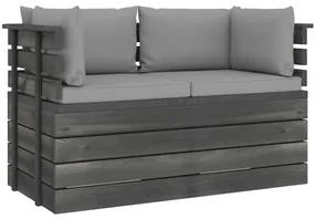 vidaXL Tuinbank 2-zits met kussens pallet massief grenenhout