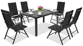 Verona polywood aluminium tuinmeubelen voor 6 personen Garden Point zwart