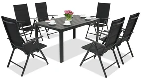 Verona polywood aluminium tuinmeubelen voor 6 personen Garden Point zwart