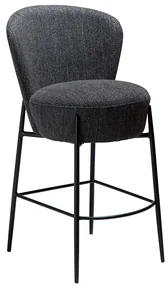 Dan-Form Orbit Boucle Barstoel Zwart Met Ronde Rugleuning