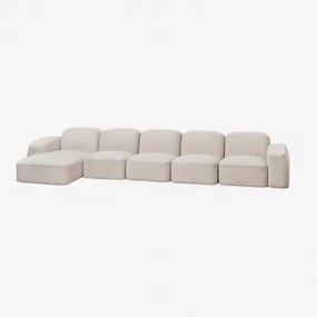 Bastian 5-delige Modulaire Chaise Longuebank Links Chenille Dik Wit - Sklum