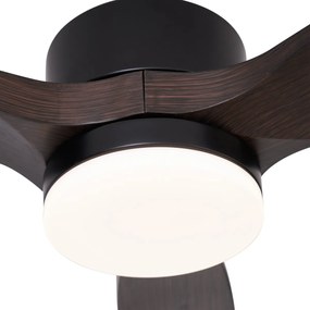 Plafondventilator met lamp zwart met hout print 132cm incl. LED dimbaar met afstandsbediening - Joly Modern rond Binnenverlichting Lamp
