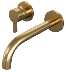 Brauer Gold Edition Wastafelmengkraan inbouw - gebogen uitloop rechts - hendel middel dik - model E2 PVD - geborsteld goud 5-GG-083-B1-65