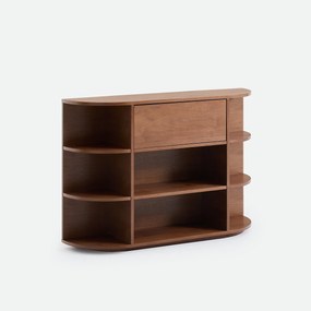 Notenfineer wandtafel, 1 klepdeur, 8 nissen, MADDY