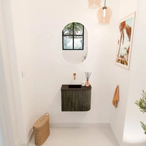 Mondiaz Joya 50cm toiletmeubel ronding rechts shadow met wastafel faye links zonder kraangat urban