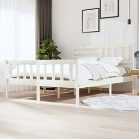 vidaXL Bedframe massief hout wit 160x200 cm