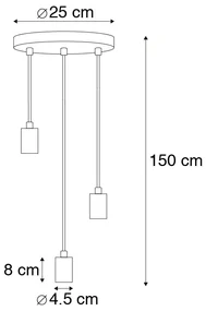 Industriële hanglamp zwart 3-lichts - Facil Design, Modern E27 rond Binnenverlichting Lamp