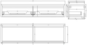 SaniGoods Alvares badmeubel 180cm 2 lades eiken ashgrey met zwarte waskommen