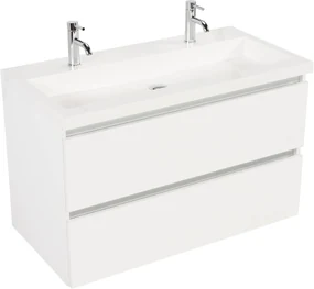 Saqu Gaia voorgemonteerd badmeubel met aluminium greeplijst incl. wastafel 100x51,5cm glans wit