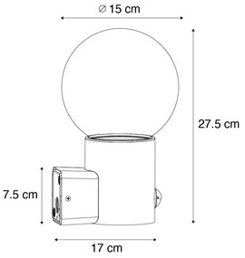 Buiten wandlamp met bewegingsmelder zwart met opaal glas met bewegingssensor - Huma Modern E27 IP44 Buitenverlichting bol / globe / rond