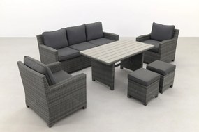 Delta lounge diningset - 6 delig- Organic grey