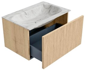 Mondiaz Kurve-dlux 70cm badmeubel oak met 1 lade en wastafel big small midden 1 kraangat glace