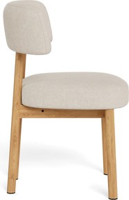 Mazzoni TORAY Beige (stof Apia 453)/eiken naturel onderstel - GESTOFFEERDE EETKAMERSTOEL VOOR KEUKEN/EETKAMER