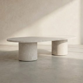 Hoge Beige Ovale Salontafel - 60 X 120cm.