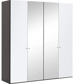 Goossens Kledingkast Easy Storage Ddk, Kledingkast 203 cm breed, 220 cm hoog, 2x glas draaideur en 2x spiegel draaideur midden