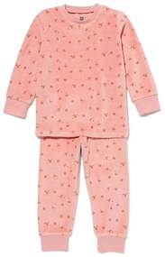 HEMA Baby Pyjama Velours Bloemen Oudroze (oudroze)