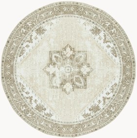 Rond handgeweven wasbaar laagpolig vloerkleed Kushim