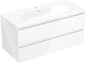 Mexen Orio badkamerkast 100 cm met wastafel Vela, 2 lades, wit glanzend - 91A10-10047-2-BFF00-W23M00