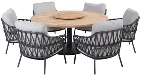 Saba Calpi low dining tuinset 8 delig 160 cm rond 4 Seasons Outdoor
