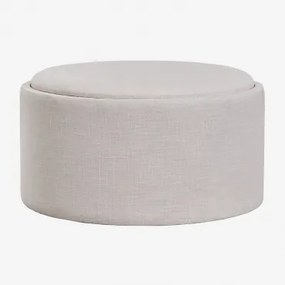 Berkeleni Ronde Gestoffeerde Poef Met Dienblad En Opbergruimte Ø80 Cm & Linnen Crèmebeige - Sklum