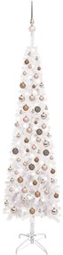vidaXL Kerstboom met LED's en kerstballen smal 210 cm wit