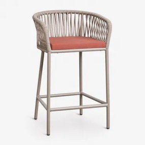 Arhiza Hoge Kruk Met Armleuningen In Gevlochten Touw ↑65 Cm & Mokka Bruin - Terracotta - Sklum