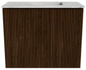 Mondiaz Joya DLux 50cm toiletmeubel walnut met wastafel faye rechts zonder kraangat glace