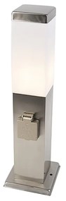 Buitenlamp staal incl stopcontact IP44- Malios met grondpin en kabelmof