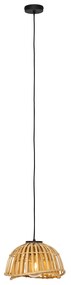 Oosterse hanglamp zwart met naturel bamboe 30 cm - PuaOosters E27 rond Binnenverlichting Lamp