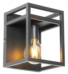 Industriële wandlamp zwart met rek - Cage Rack Industriele / Industrie / Industrial E27 vierkant Binnenverlichting Lamp
