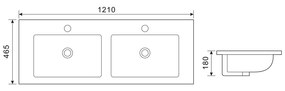 Fontana Lento zwart badkamermeubel ribbelfront zwarte wastafel 120cm 2 kraangaten